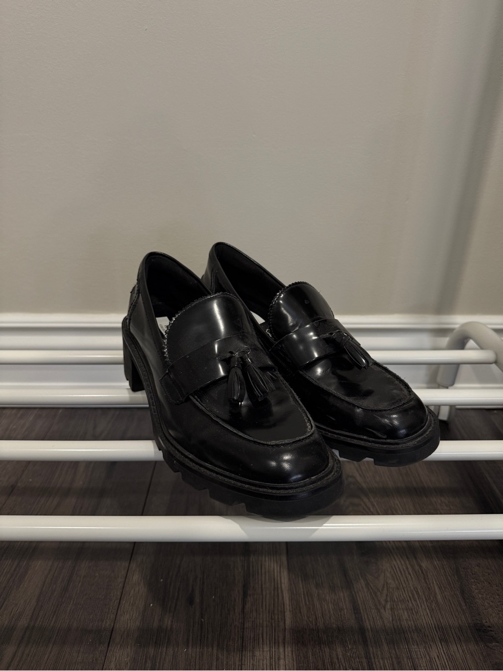 Women’s Black Leather Tassel Loafers